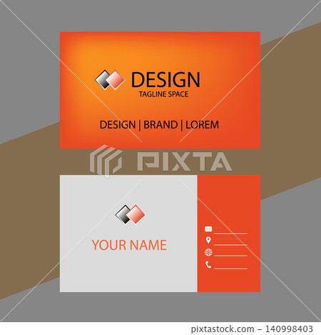 Vector orange corporate business card template design mockup layout Vector orange corporate business card template design mockup layout 140998403