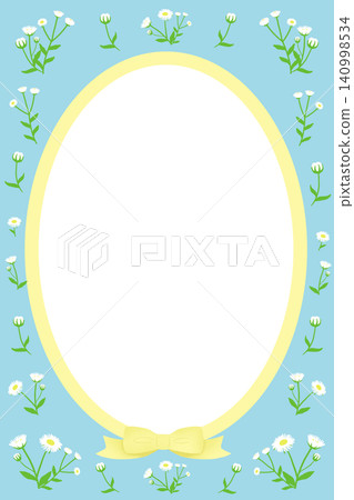 A vertical frame of delicate small flowers and ribbons in blue. A vertical frame of delicate small flowers and ribbons in blue. 140998534
