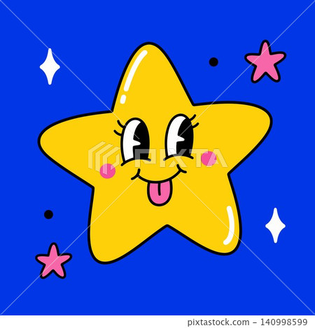 Smiling star mascot in cartoon vector style for greeting cards and stickers Smiling star mascot in cartoon vector style for greeting cards and stickers 140998599