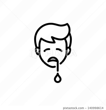 Adenoid face, long open mouthed face of children. Thin line icon. Healthcare vector illustration. Adenoid face, long open mouthed face of children. Thin line icon. Healthcare vector illustration. 140998614