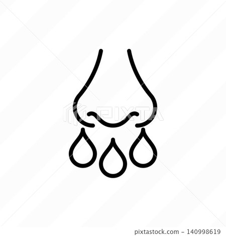 Rhinorrhea, rhinitis thin line icon. Runny nose. Symptom of flu, influenza, grippe. Healthcare vector illustration. Rhinorrhea, rhinitis thin line icon. Runny nose. Symptom of flu, influenza, grippe. Healthcare vector illustration. 140998619