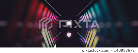 Abstract Futuristic Cyberpunk Neon Tunnel with Glowing Sphere and Reflective Floor Abstract Futuristic Cyberpunk Neon Tunnel with Glowing Sphere and Reflective Floor 140998672