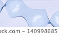 Abstract 3D transparent wave background. Smooth flowing glass ribbon and clear liquid shape on light blue banner. 140998685