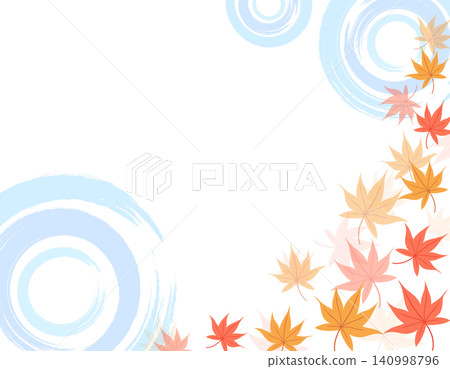 Japanese-style background with autumn leaves and traditional Japanese patterns; elegant autumn leaf frame material. Japanese-style background with autumn leaves and traditional Japanese patterns; elegant autumn leaf frame material. 140998796