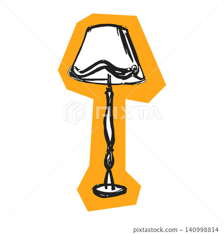 Table lamp in hand drawn line art style for home decor and editorial Table lamp in hand drawn line art style for home decor and editorial 140998814