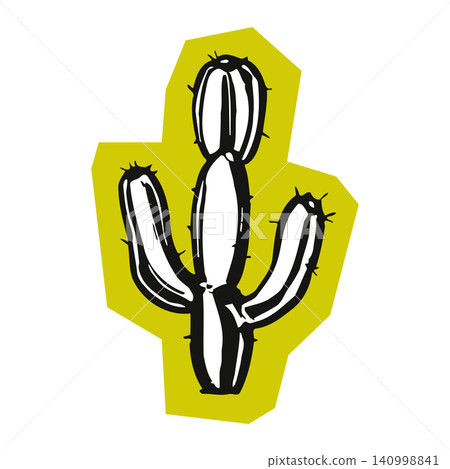 Cactus seamless repeat pattern in bold black and white line art style for textile print and fabric Cactus seamless repeat pattern in bold black and white line art style for textile print and fabric 140998841