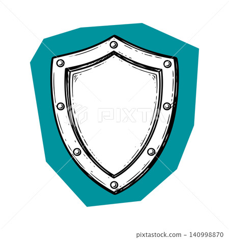 Shield icon in bold line art style for security and protection branding 140998870