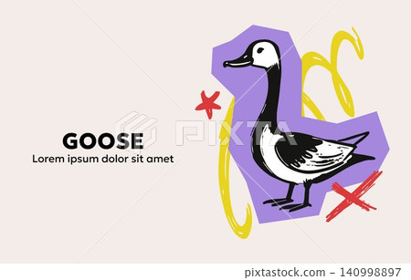 Goose mascot in modern flat vector style for editorial and branding Goose mascot in modern flat vector style for editorial and branding 140998897