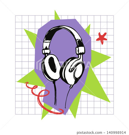 Headphones vector illustration with decorative accents for music and audio branding Headphones vector illustration with decorative accents for music and audio branding 140998914