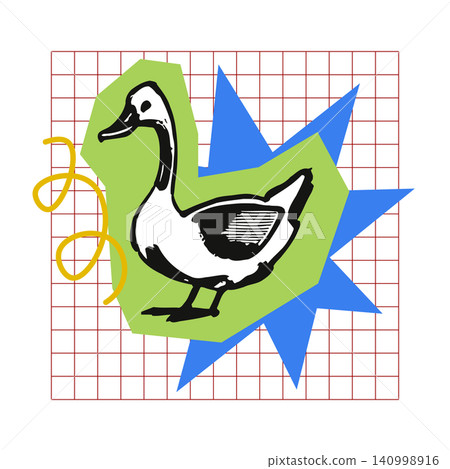 Duck mascot in bold retro flat vector style for greeting cards and stickers Duck mascot in bold retro flat vector style for greeting cards and stickers 140998916