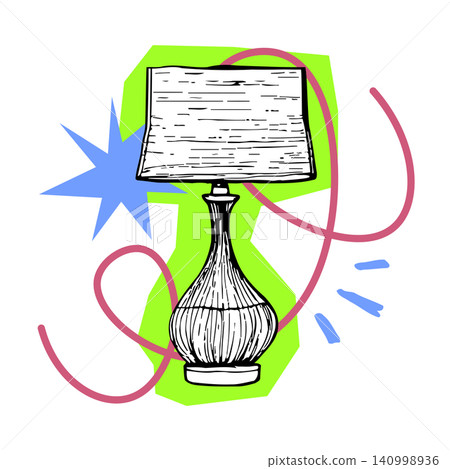 Lamp doodle illustration with decorative accents for editorial and design use Lamp doodle illustration with decorative accents for editorial and design use 140998936