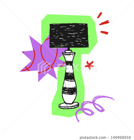 Lamp doodle illustration with decorative accents for editorial and design use Lamp doodle illustration with decorative accents for editorial and design use 140998938