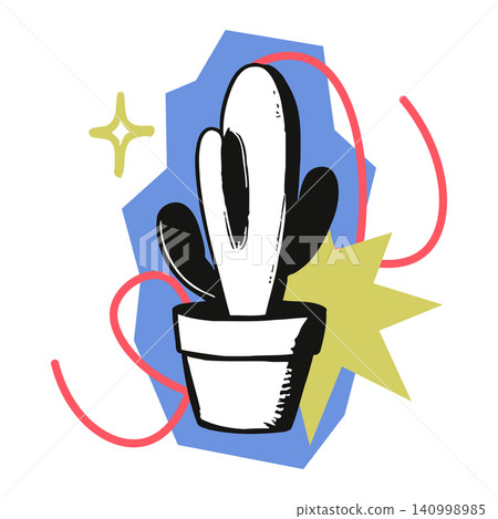 Cactus mascot in bold flat vector style for home decor and greeting cards Cactus mascot in bold flat vector style for home decor and greeting cards 140998985