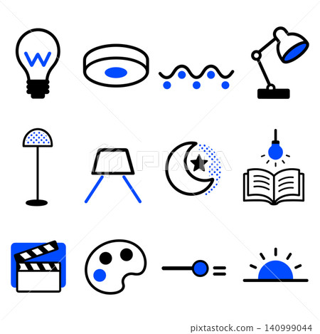 Collection of Icons Related to Light, Creativity, and Media Collection of Icons Related to Light, Creativity, and Media 140999044
