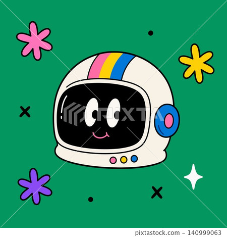 Smiling astronaut mascot in colorful flat vector style for kids space education Smiling astronaut mascot in colorful flat vector style for kids space education 140999063