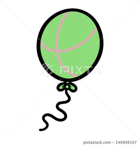 Green balloon illustration in simple line art style for party decoration and greeting cards Green balloon illustration in simple line art style for party decoration and greeting cards 140999107