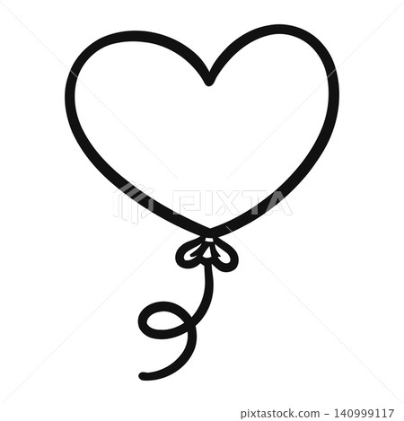 Heart shaped balloon in minimalist line art style for greeting cards and stationery Heart shaped balloon in minimalist line art style for greeting cards and stationery 140999117