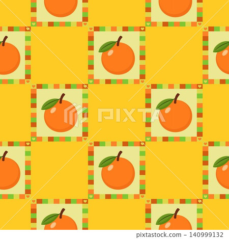 Orange fruit allover repeat pattern in flat vector style for textile print and fabric design Orange fruit allover repeat pattern in flat vector style for textile print and fabric design 140999132