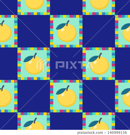 Lemon seamless repeat pattern in flat vector style for textile print and fabric design 140999136