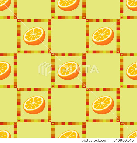 Lemon slice allover repeat pattern in flat vector style for textile print and fabric design Lemon slice allover repeat pattern in flat vector style for textile print and fabric design 140999140