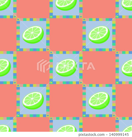 Lime slice allover repeat pattern in flat vector style for textile print and fabric design 140999145