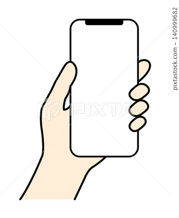 Close-up illustration of a hand holding a smartphone straight in the left hand (for mockup) Close-up illustration of a hand holding a smartphone straight in the left hand (for mockup) 140999682