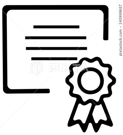 Certificate or diploma line icon isolated on transparent background. Certificate or diploma line icon isolated on transparent background. 140999687