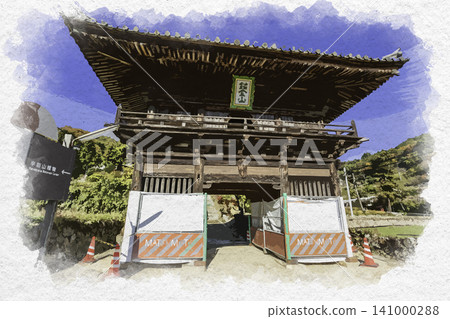 岡山縣岡山市金山寺仁王門水彩畫 岡山縣岡山市金山寺仁王門水彩畫 141000288