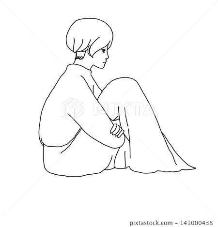 A woman sitting sideways with her legs crossed. A woman sitting sideways with her legs crossed. 141000438