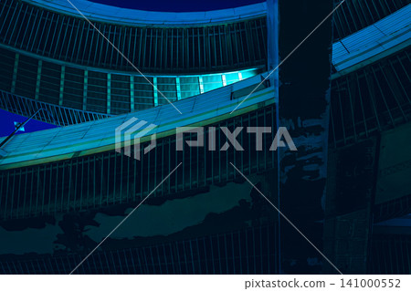 A futuristic, cyberpunk-looking night view of an urban highway junction. A futuristic, cyberpunk-looking night view of an urban highway junction. 141000552