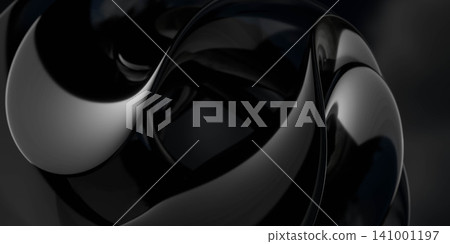 Abstract glossy black curved shapes Abstract glossy black curved shapes 141001197