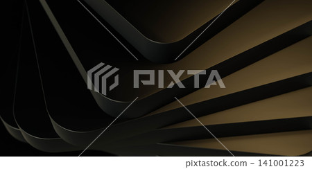 Abstract dark layered curves with gold highlights Abstract dark layered curves with gold highlights 141001223