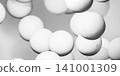 White spheres floating on a gray background 141001309