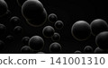 Floating black spheres on dark abstract background 141001310