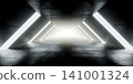 Futuristic tunnel with glowing triangular lights 141001324
