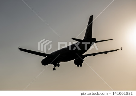 黃昏時分的仙台機場,一架飛機正在降落,從宮城縣名取市拍攝的第 27 張照片中可以看到。 黃昏時分的仙台機場,一架飛機正在降落,從宮城縣名取市拍攝的第 27 張照片中可以看到。 141001881