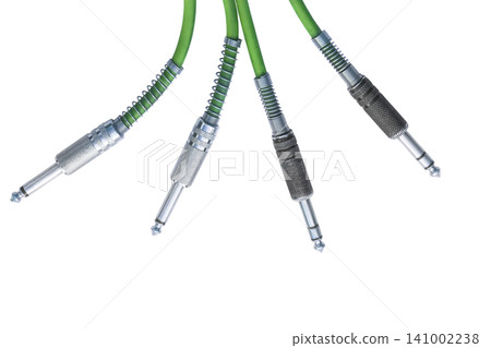 Electric cables with jacks.Connection electric guitar,sound equipment Electric cables with jacks.Connection electric guitar,sound equipment 141002238
