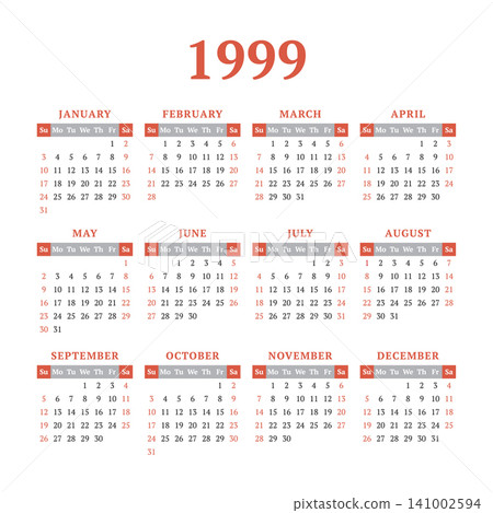 1999 calendar template with Monday week start 1999 calendar template with Monday week start 141002594