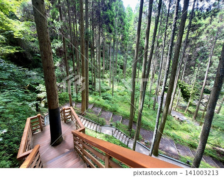 熊本縣南小國町鍋瀧瀑佈景色優美,四周綠樹環繞,水流從後方傾瀉而下。 熊本縣南小國町鍋瀧瀑佈景色優美,四周綠樹環繞,水流從後方傾瀉而下。 141003213