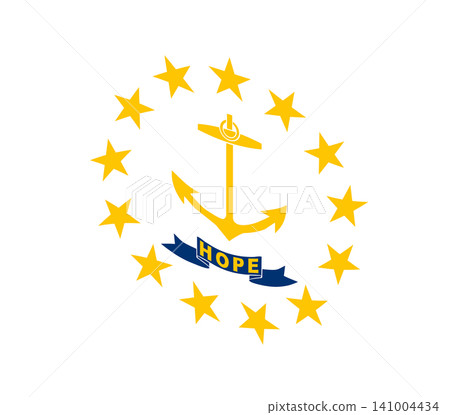 Waving flag of Rhode Island, Greece, isolated. Waving flag of Rhode Island, Greece, isolated. 141004434