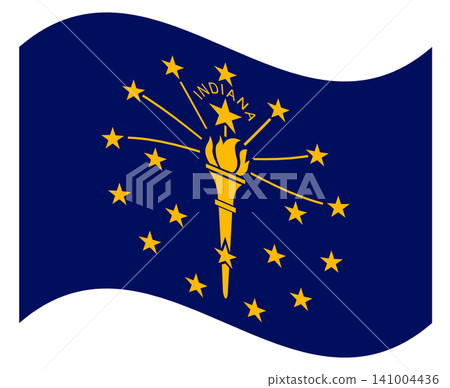 Waving flag of Indiana state, United States of America or USA, North America, isolated. Waving flag of Indiana state, United States of America or USA, North America, isolated. 141004436