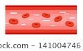 Cross-sectional illustration of a healthy blood vessel (normal blood flow) 141004746