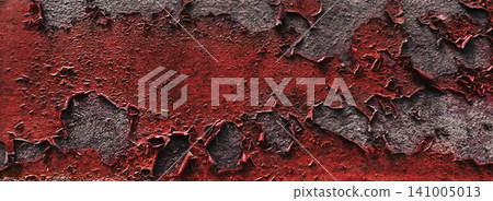 Abstract peeling red paint texture on vintage metal background with copy space Abstract peeling red paint texture on vintage metal background with copy space 141005013