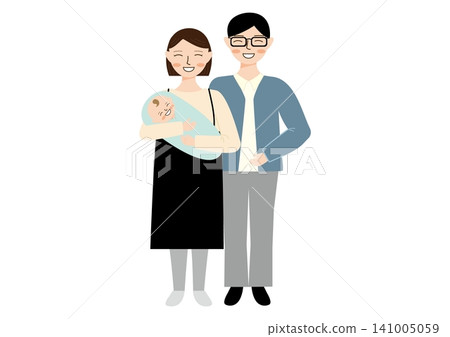 A young couple smiling while holding their baby A young couple smiling while holding their baby 141005059
