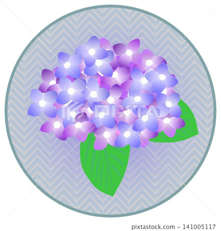 An illustration of light purple hydrangeas against a circular background. An illustration of light purple hydrangeas against a circular background. 141005117