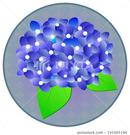 圓形背景的藍色繡球花插圖 141005194