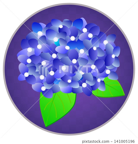 圓形背景的藍色繡球花插圖 圓形背景的藍色繡球花插圖 141005196
