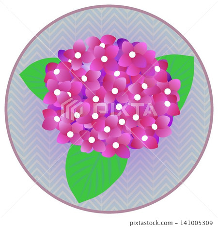 圓形背景的紅色繡球花插圖 圓形背景的紅色繡球花插圖 141005309