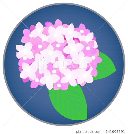 Illustration of pink hydrangeas on a circular background Illustration of pink hydrangeas on a circular background 141005391