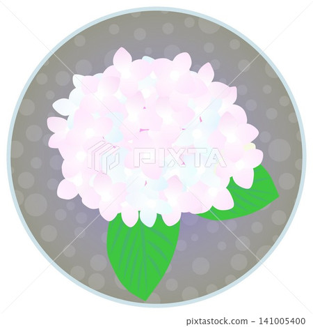 An illustration of light pink hydrangeas against a circular background. An illustration of light pink hydrangeas against a circular background. 141005400